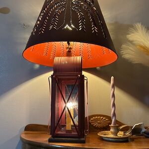 Rustic Red Lantern Table Lamp